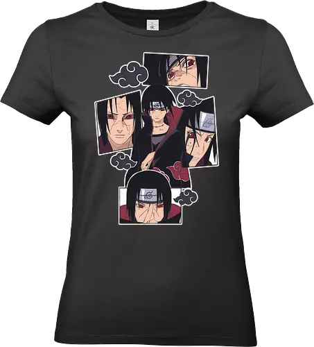  The Tragedy of Itachi Uchiha - Itachi Uchiha, Akatsuki, Sharingan, Shinobi, Uchiha Clan, tragic hero, collage art, fan art, t-shirt design, art print, cool anime art, geek art, iconic villain, emo, powerful ninja, Mangekyō - Standard T-Shirt (Frauen)