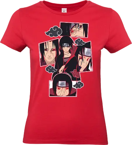  The Tragedy of Itachi Uchiha - Itachi Uchiha, Akatsuki, Sharingan, Shinobi, Uchiha Clan, tragic hero, collage art, fan art, t-shirt design, art print, cool anime art, geek art, iconic villain, emo, powerful ninja, Mangekyō - Standard T-Shirt (Frauen)