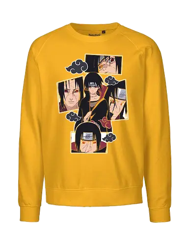  The Tragedy of Itachi Uchiha - Itachi Uchiha, Akatsuki, Sharingan, Shinobi, Uchiha Clan, tragic hero, collage art, fan art, t-shirt design, art print, cool anime art, geek art, iconic villain, emo, powerful ninja, Mangekyō - Fairtrade Sweatshirt