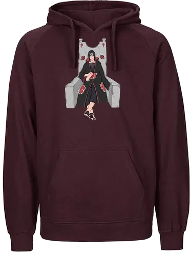 Throne of the Akatsuki - tachi Uchiha, Akatsuki, Sharingan, Shinobi, Uchiha Clan, throne, rogue ninja, fan art, t-shirt design, art print, cool anime art, geek art, stylish, iconic villain, power, Mangekyō. - Fairtrade Hoodie