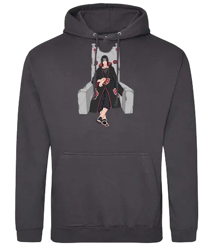 Throne of the Akatsuki - tachi Uchiha, Akatsuki, Sharingan, Shinobi, Uchiha Clan, throne, rogue ninja, fan art, t-shirt design, art print, cool anime art, geek art, stylish, iconic villain, power, Mangekyō. - Standard Hoodie
