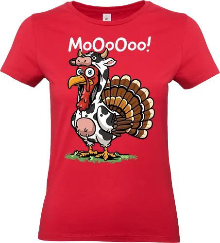 Turkey Moo - turkey moo, cow, fall season, farm, funny turkey, happy thanksgiving, moo, thankful, thanksgiving, thanksgiving dinner, thanksgiving turkey, turkey, turkey day, turkey dinner, turkey face - Standard T-Shirt (Frauen)