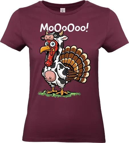 Turkey Moo - turkey moo, cow, fall season, farm, funny turkey, happy thanksgiving, moo, thankful, thanksgiving, thanksgiving dinner, thanksgiving turkey, turkey, turkey day, turkey dinner, turkey face - Standard T-Shirt (Frauen)