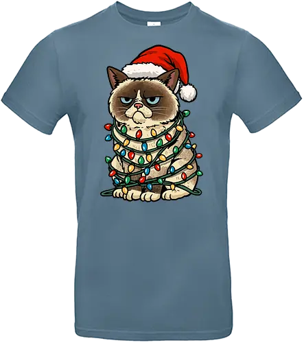 Jolly Christmas Cat - christmas cat, cat, christmas, christmas sweater, festive, funny, happy holidays, holiday, jolly, kitten, kitty, lights, merry christmas, merry xmas, xmas - Standard T-Shirt