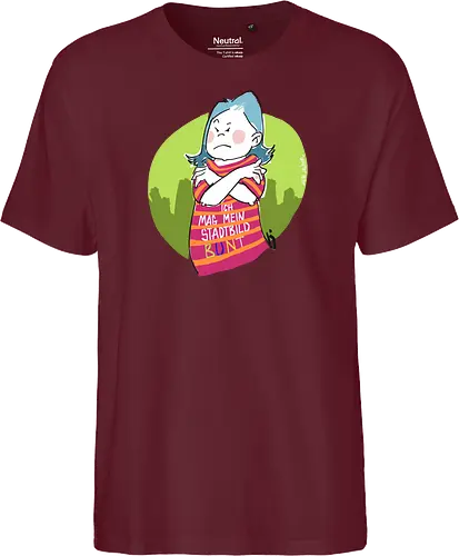 Ich mag mein Stadtbild bunt! - Ringelpullisprüche, Ringeldinger, streifenweise, Spruch, Weisheit, Motivation, Ringelpulli, SprücheShirt, Cartoon Illustration, Statement, Stadtbild, Handgezeichnet, Humor, Selbstironie, Streifenpulli, Spruchshirt, deutsch - Fairtrade T-Shirt