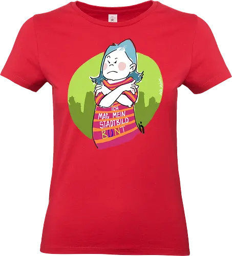 Ich mag mein Stadtbild bunt! - Ringelpullisprüche, Ringeldinger, streifenweise, Spruch, Weisheit, Motivation, Ringelpulli, SprücheShirt, Cartoon Illustration, Statement, Stadtbild, Handgezeichnet, Humor, Selbstironie, Streifenpulli, Spruchshirt, deutsch - Standard T-Shirt (Frauen)