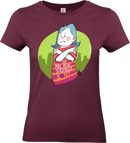 Ich mag mein Stadtbild bunt! - Ringelpullisprüche, Ringeldinger, streifenweise, Spruch, Weisheit, Motivation, Ringelpulli, SprücheShirt, Cartoon Illustration, Statement, Stadtbild, Handgezeichnet, Humor, Selbstironie, Streifenpulli, Spruchshirt, deutsch - Standard T-Shirt (Frauen)