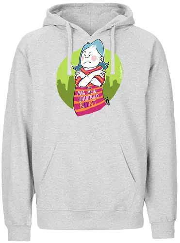 Ich mag mein Stadtbild bunt! - Ringelpullisprüche, Ringeldinger, streifenweise, Spruch, Weisheit, Motivation, Ringelpulli, SprücheShirt, Cartoon Illustration, Statement, Stadtbild, Handgezeichnet, Humor, Selbstironie, Streifenpulli, Spruchshirt, deutsch - Fairtrade Hoodie