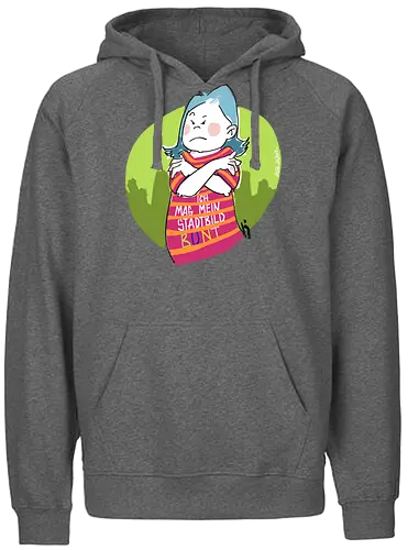 Ich mag mein Stadtbild bunt! - Ringelpullisprüche, Ringeldinger, streifenweise, Spruch, Weisheit, Motivation, Ringelpulli, SprücheShirt, Cartoon Illustration, Statement, Stadtbild, Handgezeichnet, Humor, Selbstironie, Streifenpulli, Spruchshirt, deutsch - Fairtrade Hoodie