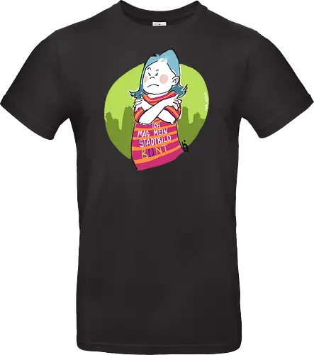 Ich mag mein Stadtbild bunt! - Ringelpullisprüche, Ringeldinger, streifenweise, Spruch, Weisheit, Motivation, Ringelpulli, SprücheShirt, Cartoon Illustration, Statement, Stadtbild, Handgezeichnet, Humor, Selbstironie, Streifenpulli, Spruchshirt, deutsch - Standard T-Shirt