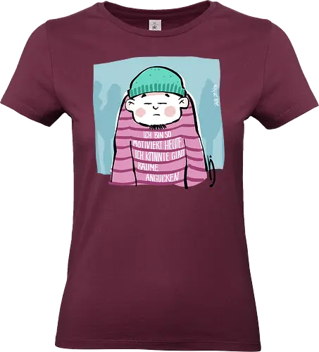 Ich bin so motiviert heute, ich könnte glatt Bäume angucken - Ringelpullisprüche, Ringeldinger, streifenweise, Spruch, Weisheit, Motivation, Ringelpulli, SprücheShirt, Cartoon Illustration, Statement, Handgezeichnet, Humor, Selbstironie, Streifenpulli, Spruchshirt, deutsch - Standard T-Shirt (Frauen)
