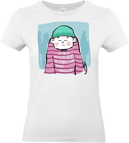 Ich bin so motiviert heute, ich könnte glatt Bäume angucken - Ringelpullisprüche, Ringeldinger, streifenweise, Spruch, Weisheit, Motivation, Ringelpulli, SprücheShirt, Cartoon Illustration, Statement, Handgezeichnet, Humor, Selbstironie, Streifenpulli, Spruchshirt, deutsch - Standard T-Shirt (Frauen)