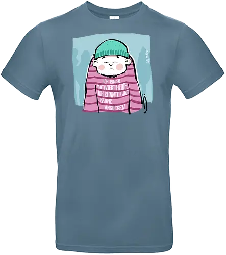 Ich bin so motiviert heute, ich könnte glatt Bäume angucken - Ringelpullisprüche, Ringeldinger, streifenweise, Spruch, Weisheit, Motivation, Ringelpulli, SprücheShirt, Cartoon Illustration, Statement, Handgezeichnet, Humor, Selbstironie, Streifenpulli, Spruchshirt, deutsch - Standard T-Shirt