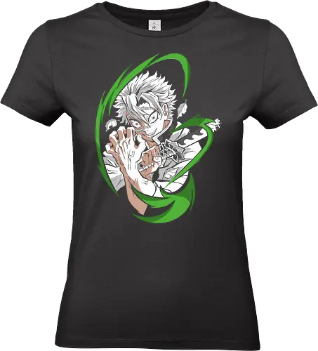  Shinazugawa Sanemi: Wind Hashira's Frenzy - Sanemi Shinazugawa, Wind Hashira, Slayer, Hashira, anime, manga, fan art, t-shirt design, art print, wind breathing, cool anime art, geek art, stylish, KNY, intense graphic, chaos. - Standard T-Shirt (Frauen)