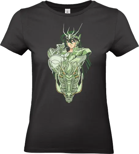 Shiryu: Dragon of the Five Peaks - Shiryu, Dragon Shiryu, Saint Seiya, Knights of the Zodiac, Bronze Saint, anime, manga, fan art, t-shirt design, art print, minimalist anime, cool graphic, geek art, stylish, classic anime, Rozan Rising Dragon. - Standard T-Shirt (Frauen)