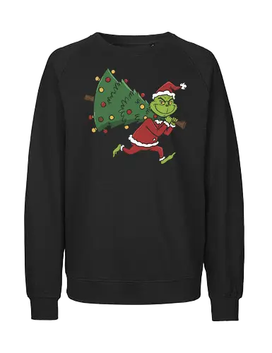  Stolen Christmas Spirit - The Grinch, stolen Christmas, Dr. Seuss, Christmas tree, holiday mischief, funny Christmas, festive, cartoon, nostalgic, fan art, t-shirt design, art print, anti-Christmas, Grinch fan gift. - Fairtrade Sweatshirt