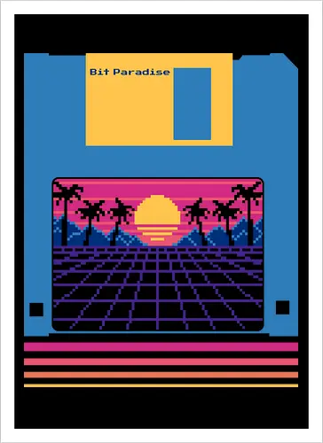 Bit Paradise Retro Sunset Floppy Disk 