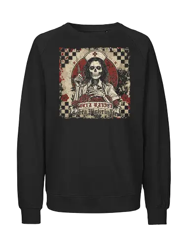 Ratchet Nightingale Skeleton Nurse Halloween - ratchet nurse, nightingale skeleton, halloween nurse, spooky nurse, creepy skeleton, funny nurse costume, gothic nurse, dark humor halloween, spooky season, skeleton nurse outfit, horror nurse, halloween aesthetic, nurse halloween party, edgy nurse design, creepy cute - Fairtrade Sweatshirt