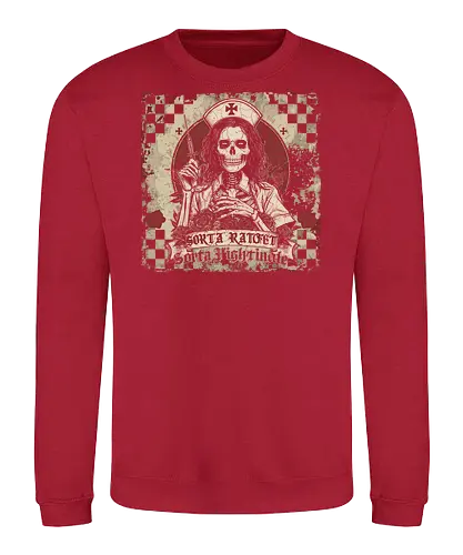 Ratchet Nightingale Skeleton Nurse Halloween - ratchet nurse, nightingale skeleton, halloween nurse, spooky nurse, creepy skeleton, funny nurse costume, gothic nurse, dark humor halloween, spooky season, skeleton nurse outfit, horror nurse, halloween aesthetic, nurse halloween party, edgy nurse design, creepy cute - Sweatshirt