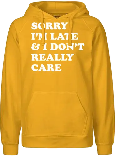 i dont care  - word, comedy, sarcasm, parody, font, typography, fun, funny, meh, meme, reaction - Fairtrade Hoodie