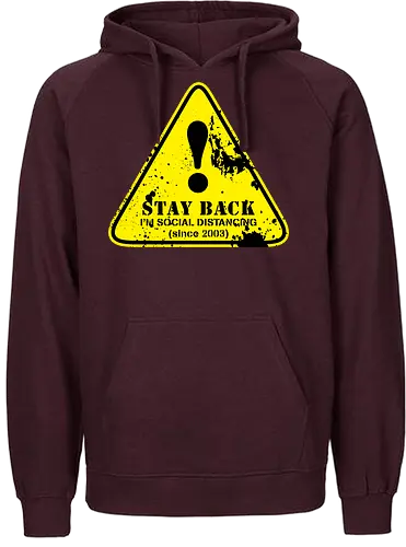 social distance sign  - word, comedy, sarcasm, parody, font, typography, fun, funny, meh, meme, reaction - Fairtrade Hoodie