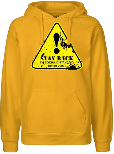 social distance sign  - word, comedy, sarcasm, parody, font, typography, fun, funny, meh, meme, reaction - Fairtrade Hoodie
