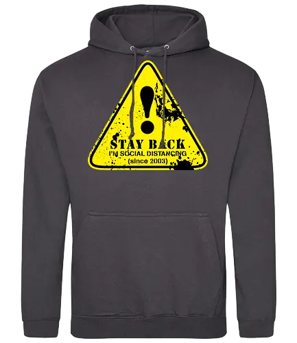 social distance sign  - word, comedy, sarcasm, parody, font, typography, fun, funny, meh, meme, reaction - Standard Hoodie