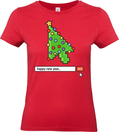  Searching for a Happy New Year - Happy New Year, Christmas cursor, pixel art, retro gaming, Christmas tree, holiday tech, nerdy holiday, 8-bit, gamer gift, t-shirt design, art print, minimalist, unique Christmas, web developer, nostalgic. - Standard T-Shirt (Frauen)