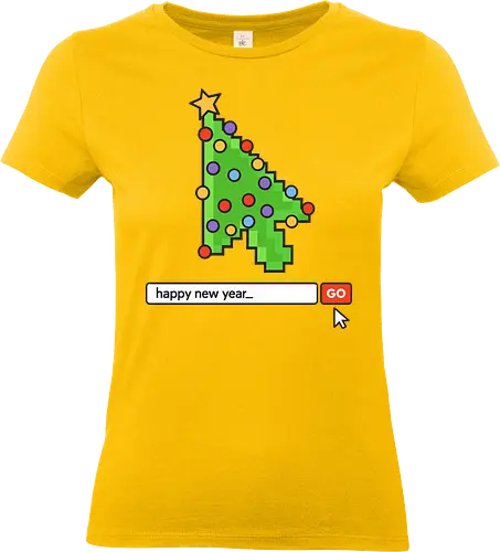  Searching for a Happy New Year - Happy New Year, Christmas cursor, pixel art, retro gaming, Christmas tree, holiday tech, nerdy holiday, 8-bit, gamer gift, t-shirt design, art print, minimalist, unique Christmas, web developer, nostalgic. - Standard T-Shirt (Frauen)
