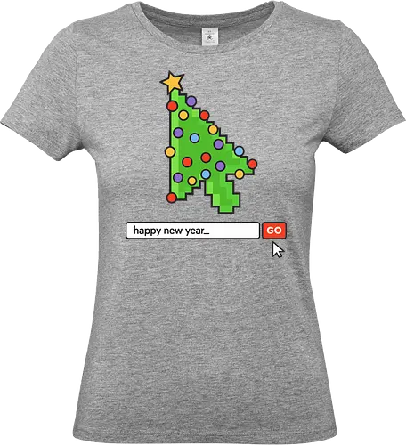  Searching for a Happy New Year - Happy New Year, Christmas cursor, pixel art, retro gaming, Christmas tree, holiday tech, nerdy holiday, 8-bit, gamer gift, t-shirt design, art print, minimalist, unique Christmas, web developer, nostalgic. - Standard T-Shirt (Frauen)