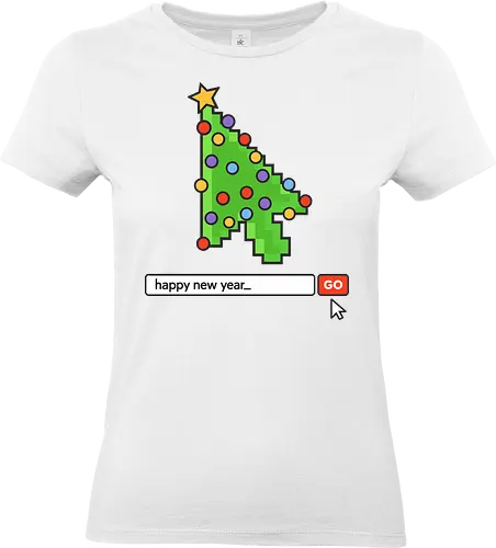  Searching for a Happy New Year - Happy New Year, Christmas cursor, pixel art, retro gaming, Christmas tree, holiday tech, nerdy holiday, 8-bit, gamer gift, t-shirt design, art print, minimalist, unique Christmas, web developer, nostalgic. - Standard T-Shirt (Frauen)