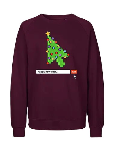  Searching for a Happy New Year - Happy New Year, Christmas cursor, pixel art, retro gaming, Christmas tree, holiday tech, nerdy holiday, 8-bit, gamer gift, t-shirt design, art print, minimalist, unique Christmas, web developer, nostalgic. - Fairtrade Sweatshirt