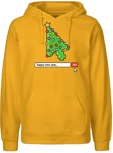  Searching for a Happy New Year - Happy New Year, Christmas cursor, pixel art, retro gaming, Christmas tree, holiday tech, nerdy holiday, 8-bit, gamer gift, t-shirt design, art print, minimalist, unique Christmas, web developer, nostalgic. - Fairtrade Hoodie