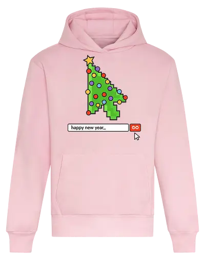  Searching for a Happy New Year - Happy New Year, Christmas cursor, pixel art, retro gaming, Christmas tree, holiday tech, nerdy holiday, 8-bit, gamer gift, t-shirt design, art print, minimalist, unique Christmas, web developer, nostalgic. - Heavyweight Hoodie
