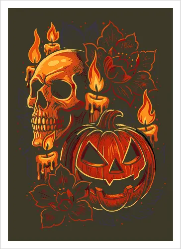 Dark Skull Pumpkin Halloween