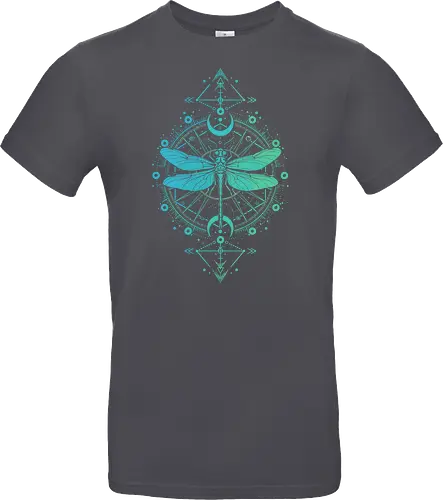 Green Dragonfly - green, dragonfly, insect, moon, mystic, mystical, occult, star, lm2kone, moon phases, aethestic, illustration - Standard T-Shirt