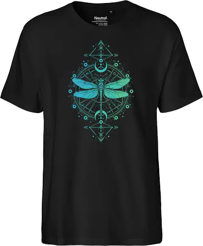 Green Dragonfly - green, dragonfly, insect, moon, mystic, mystical, occult, star, lm2kone, moon phases, aethestic, illustration - Fairtrade T-Shirt
