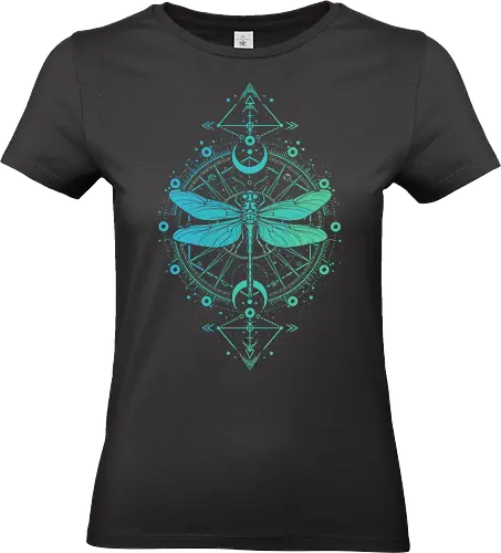 Green Dragonfly - green, dragonfly, insect, moon, mystic, mystical, occult, star, lm2kone, moon phases, aethestic, illustration - Standard T-Shirt (Frauen)
