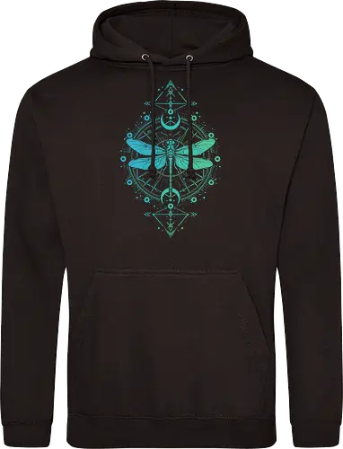 Green Dragonfly - green, dragonfly, insect, moon, mystic, mystical, occult, star, lm2kone, moon phases, aethestic, illustration - Standard Hoodie