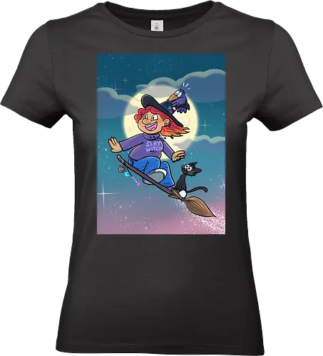 Hexe auf Besen - Hexe, Witch, Halloween, Comic - Standard T-Shirt (Frauen)