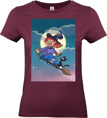 Hexe auf Besen - Hexe, Witch, Halloween, Comic - Standard T-Shirt (Frauen)