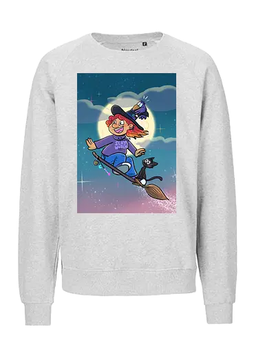 Hexe auf Besen - Hexe, Witch, Halloween, Comic - Fairtrade Sweatshirt