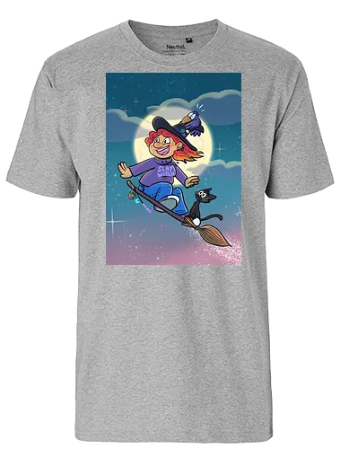 Hexe auf Besen - Hexe, Witch, Halloween, Comic - Fairtrade T-Shirt