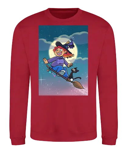 Hexe auf Besen - Hexe, Witch, Halloween, Comic - Sweatshirt