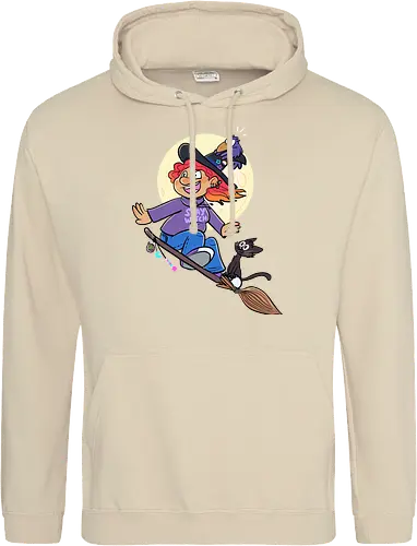 Hexe auf Besen (ohne Background)