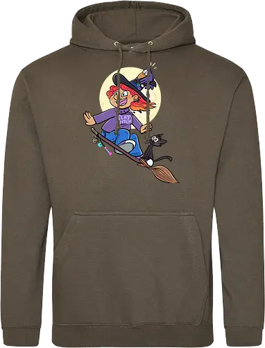 Hexe auf Besen (ohne Background)