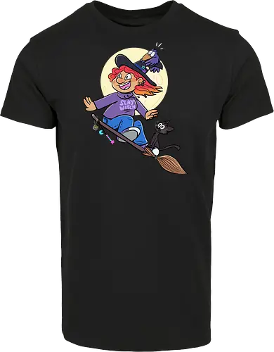 Hexe auf Besen (ohne Background)