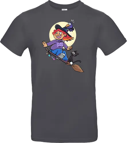 Hexe auf Besen (ohne Background)