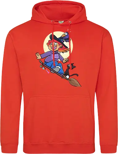 Hexe auf Besen (ohne Background)