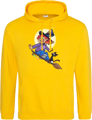 Hexe auf Besen (ohne Background)